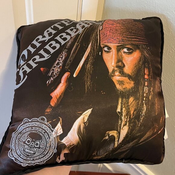 Pirates of the Caribbean  Jack Sparrow - Silk Throw Pillow - 14 inches tall - Picture 1 of 7